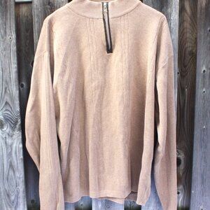 Men’s Alex Cannon Cable Knit Sweater Cotton Quarter Zip Tan Beige Size XXL